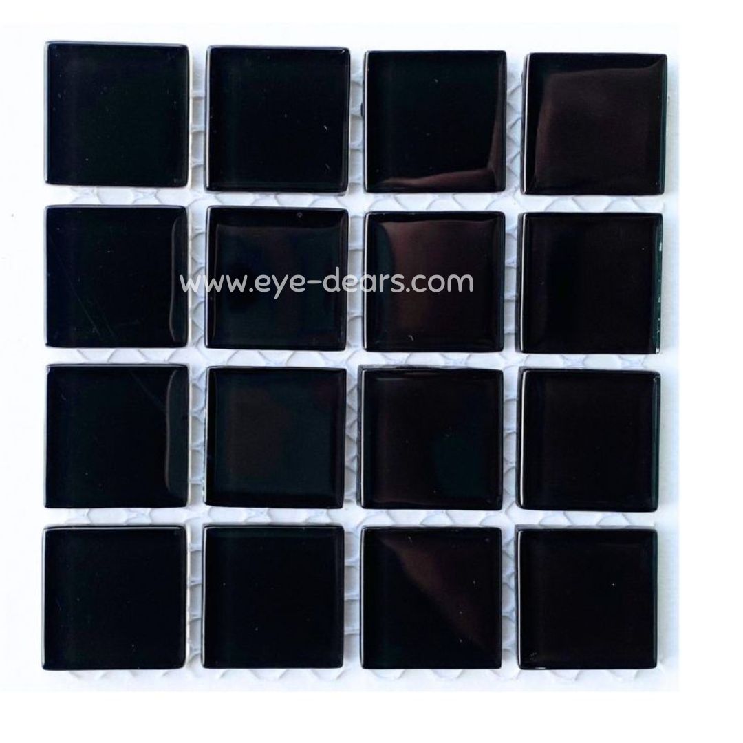 Mosaic Tiles - Single Sheet Black Glass 23x23mm