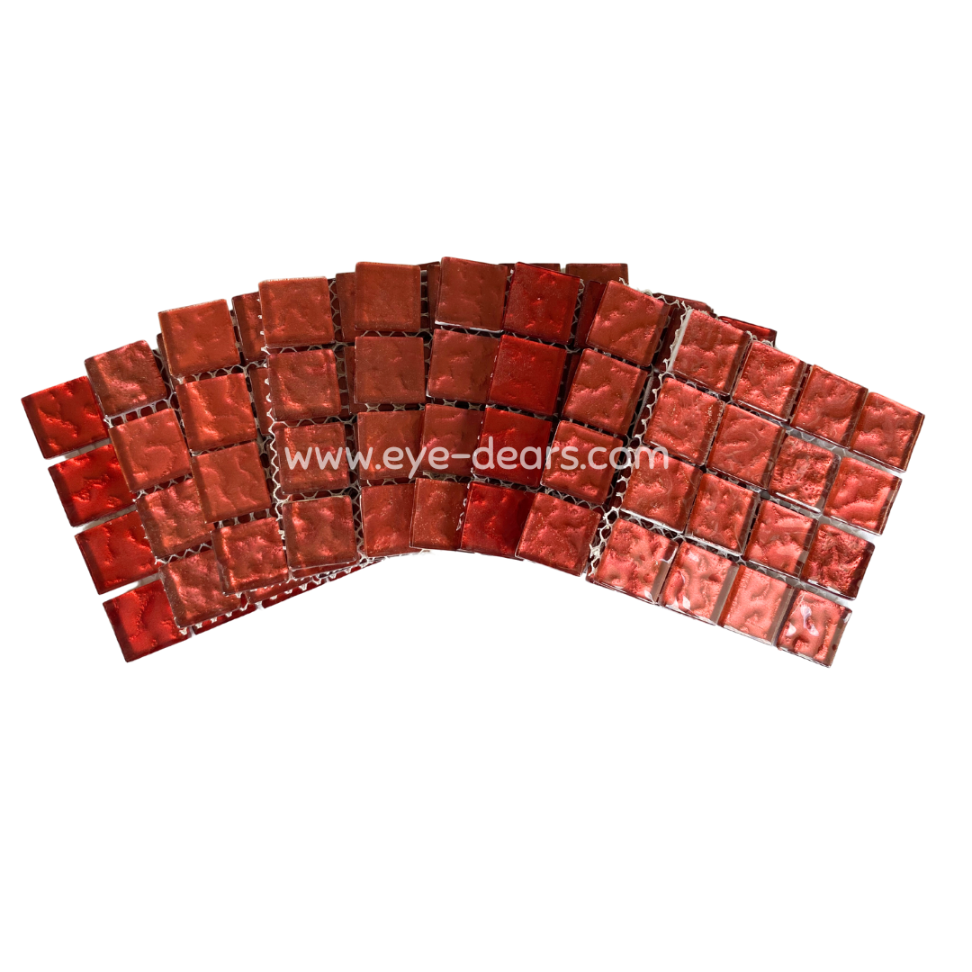 Mosaic Tiles - 10 x sheets of Red Metallic Ripple 23x23mm