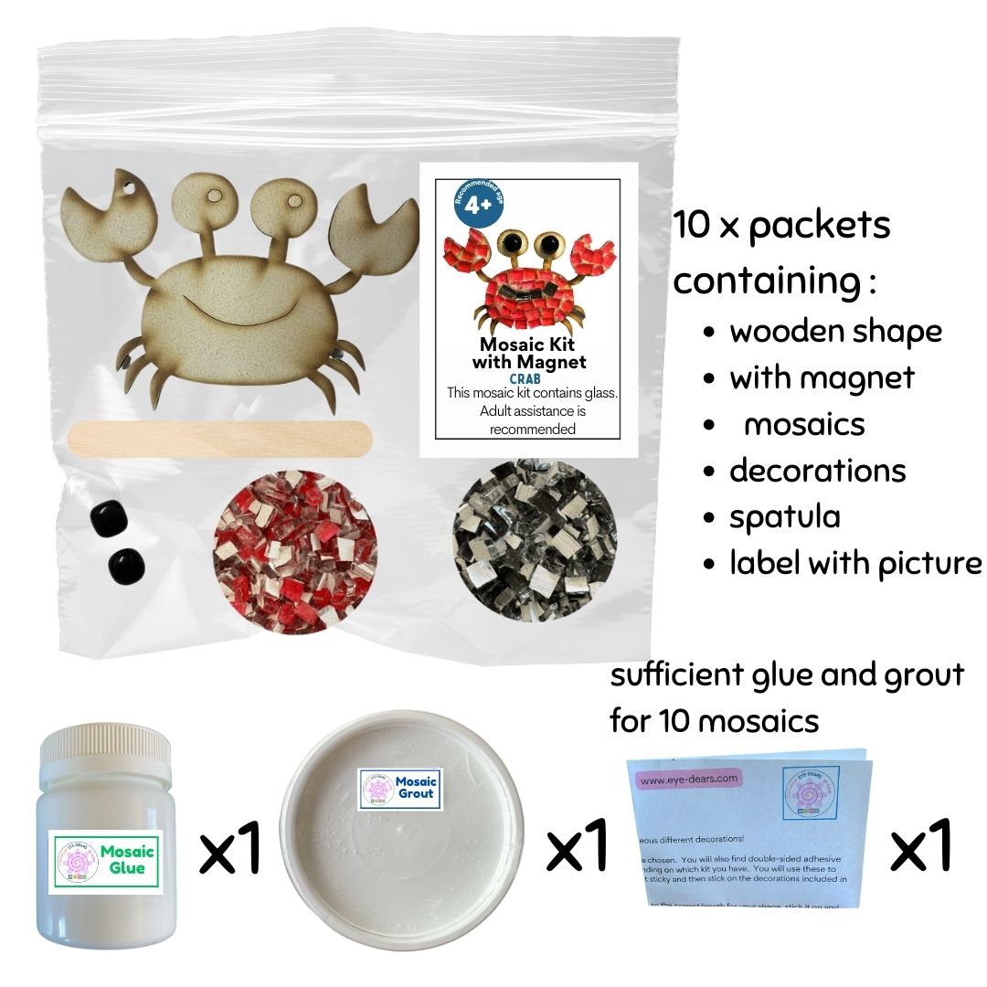 Mosaic Craft Kit with Magnet - Crab (Small)