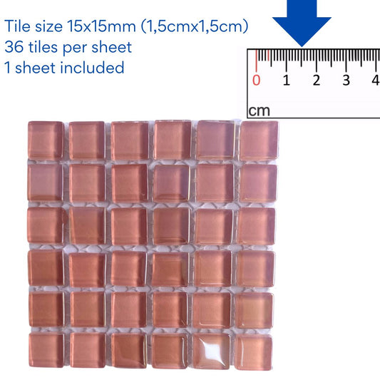 Mosaic Tiles - Single Sheet Pink Pearl 15x15mm