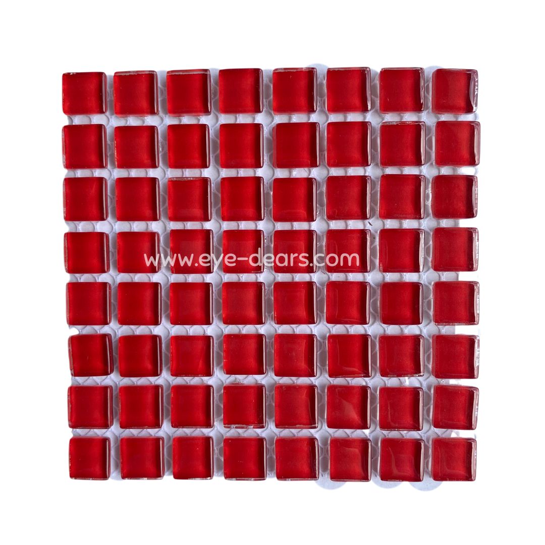 Mosaic Tiles - Single Sheet Red Glass 10x10mm
