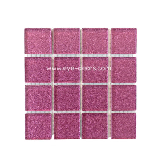 Mosaic Tiles -  Single Sheet Pink Glitter 23x23mm