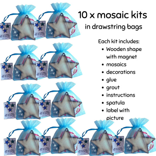 Bulk - Mosaic Craft Kit with Magnet - Turquoise Christmas Star (Small)