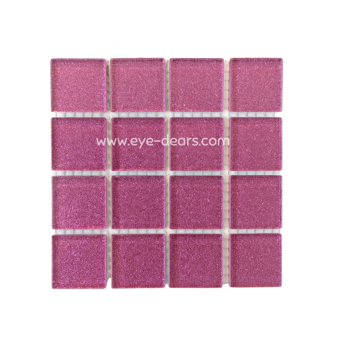Mosaic Tiles -  Single Sheet Pink Glitter 23x23mm