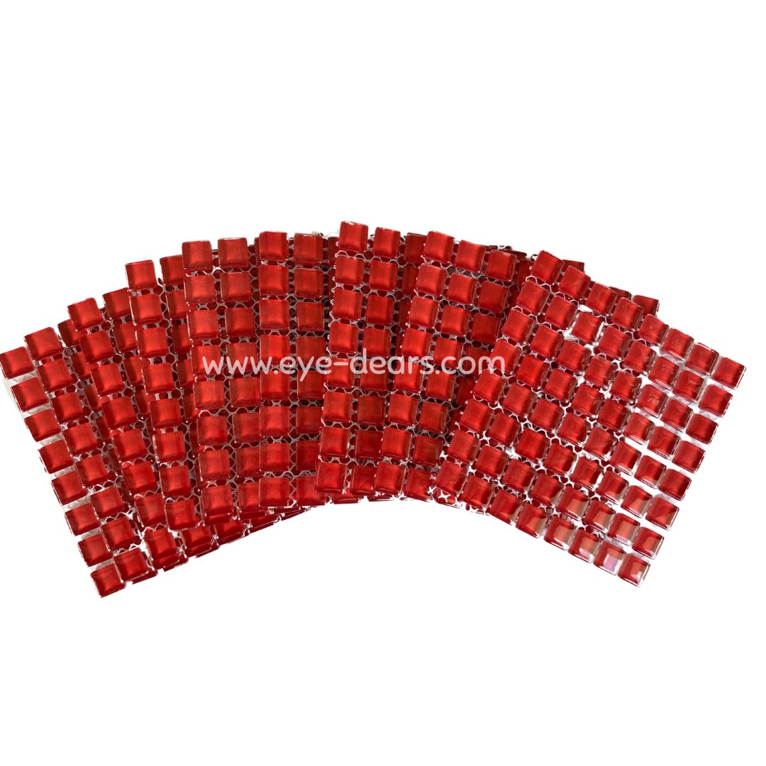 Mosaic Tiles - 10 x sheets of Red Glass 10x10mm