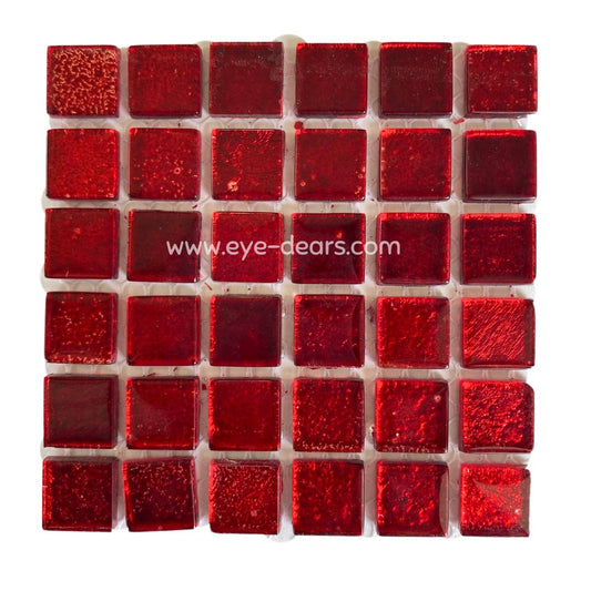 Mosaic Tiles - Single Sheet Red Gold Leaf 15x15mm