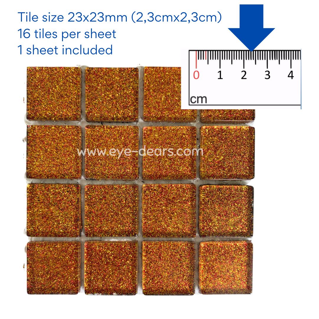 Mosaic Tiles - Single Sheet Rust Glitter 23x23mm