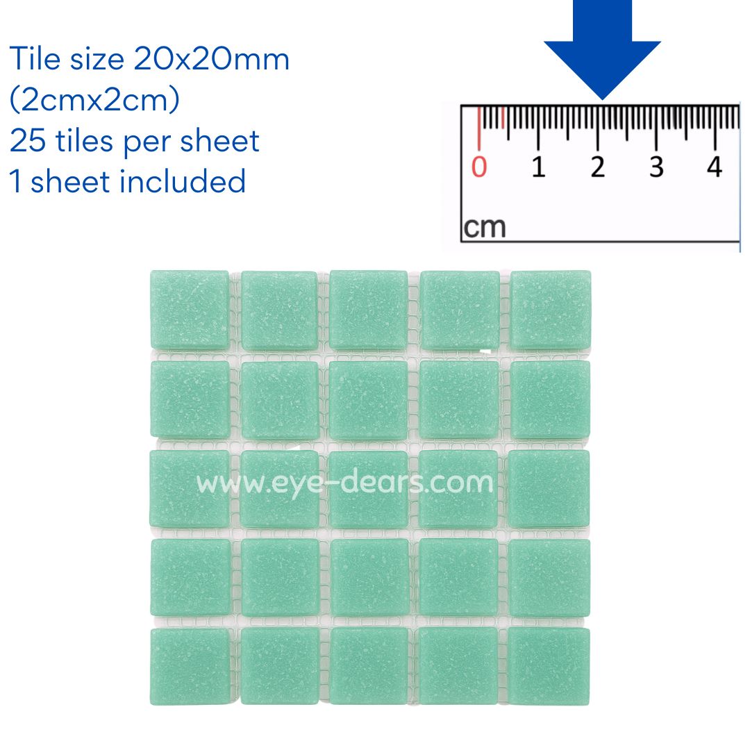 Mosaic Tiles Single Sheet  - Matt Turquoise 20x20mm