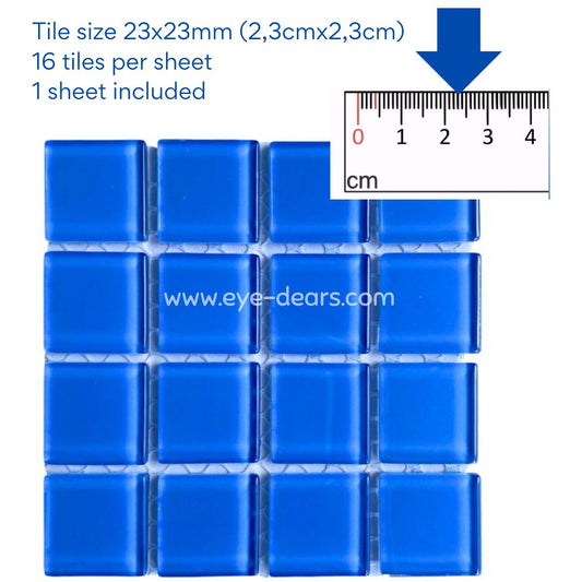 Mosaic Tiles - 10 x sheets of Sky Blue Glass 23x23mm