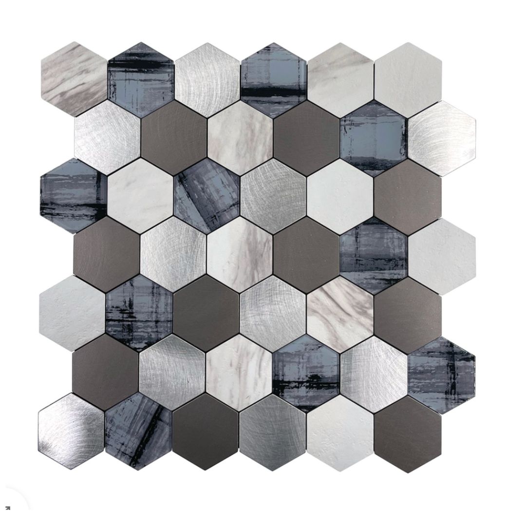 Decor Tiles -Stick On Marble Hexagon Mosaic