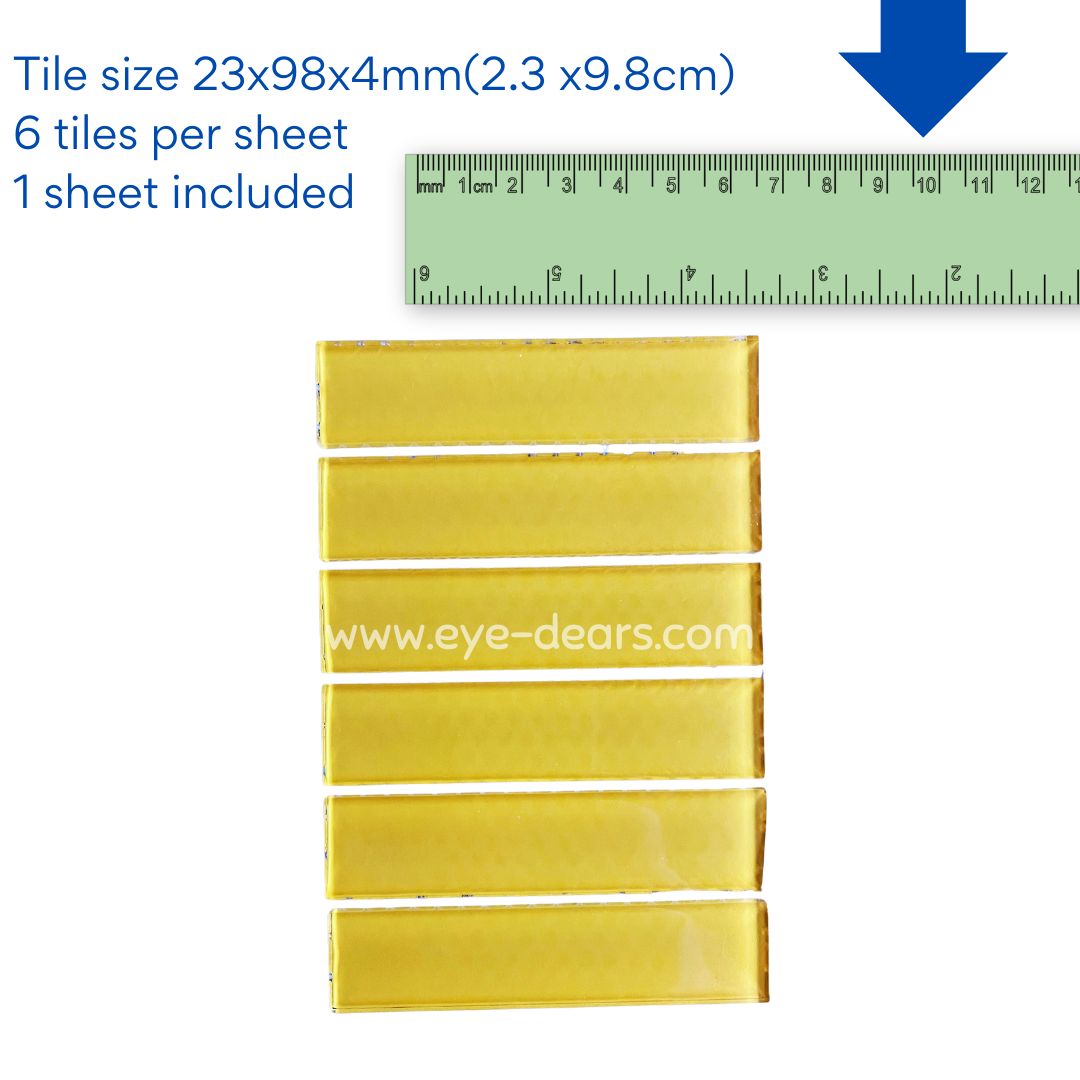 Mosaic Tiles -  Mosaic Tiles Yellow  Rectangle Glass 23x98x4mm