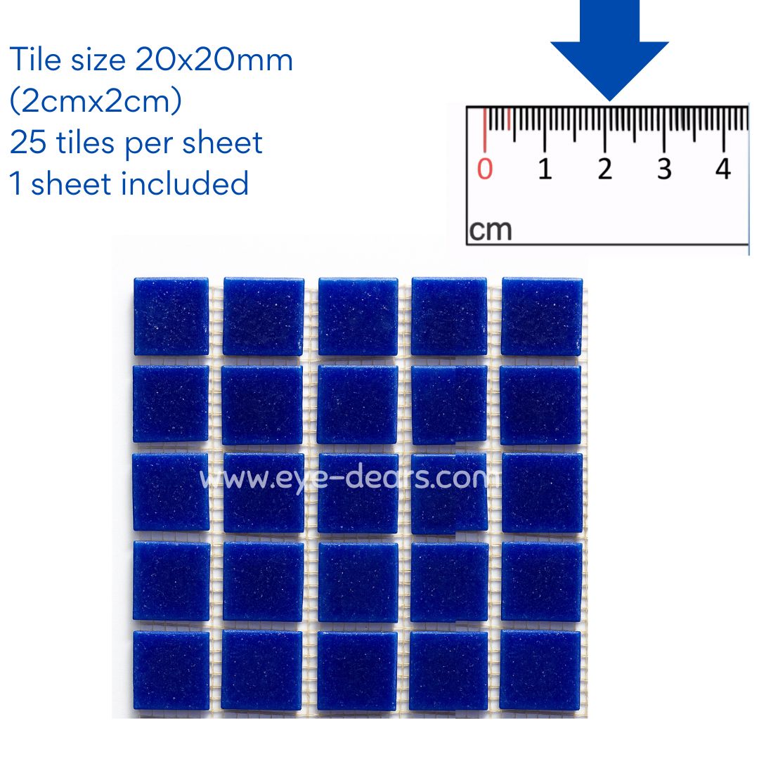 Mosaic Tiles Single Sheet  - Matt Royal Blue 20x20mm
