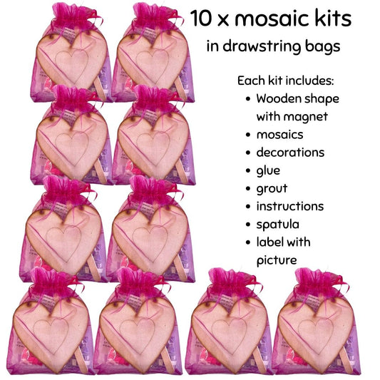 Bulk - Mosaic Craft Kit with Magnet- Heart Black, White, Pink (Small)