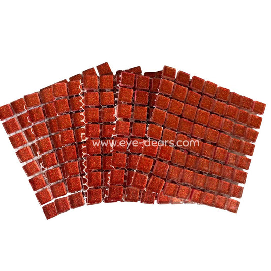 Mosaic Tiles - 10 x sheets of Red Glitter 10x10mm