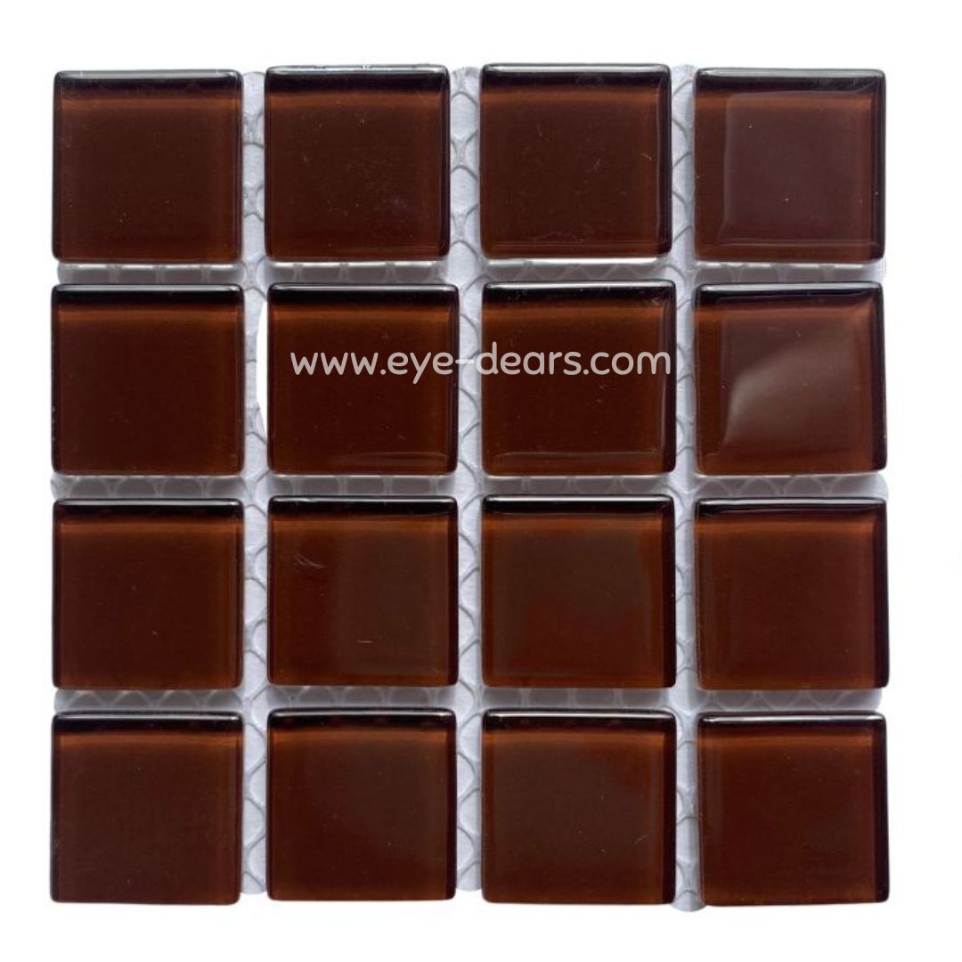 Mosaic Tiles - Single Sheet Chocolate Brown Glass 23x23mm