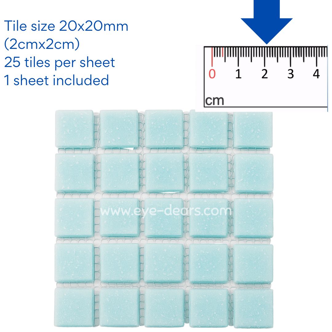 Mosaic Tiles Single Sheet  - Matt Pale Blue 20x20mm