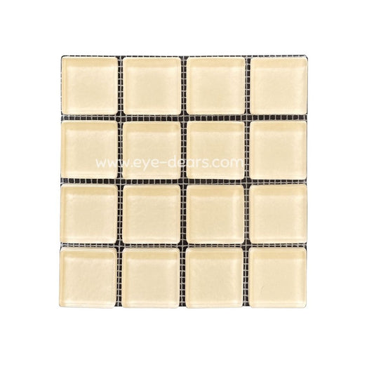 Mosaic Tiles -  Single Sheet Condensed Milk Cream Glass 23x23mm