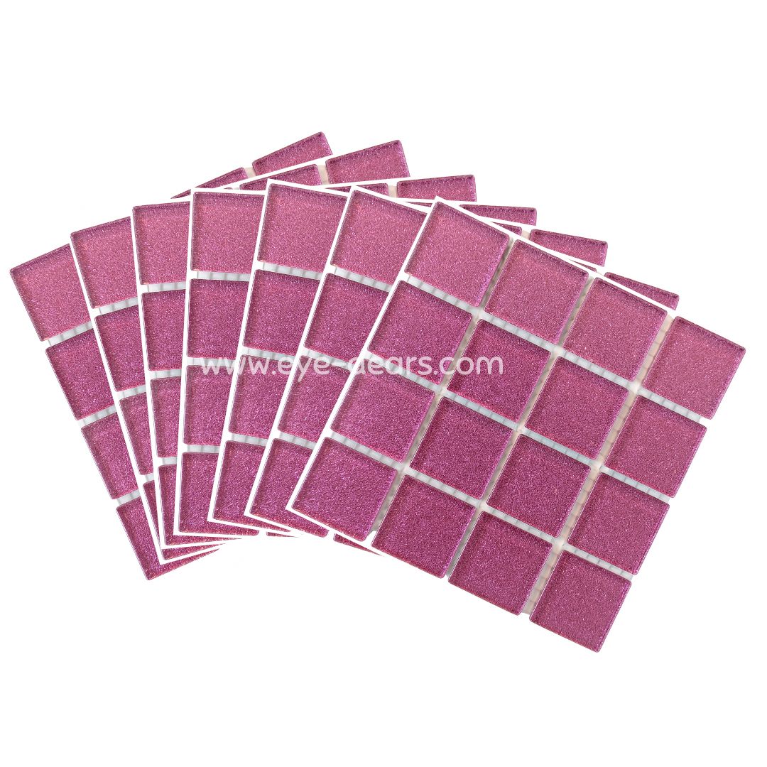 Mosaic Tiles - 10 x sheets of Pink Glitter 23x23mm