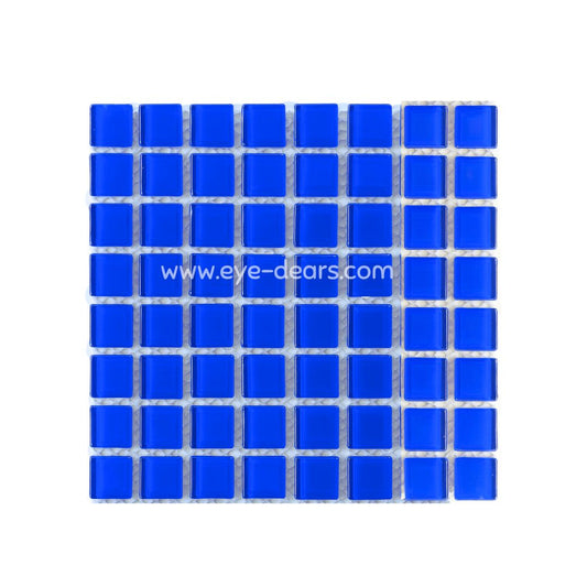 Mosaic Tiles -  Single Sheet Azure Blue Glass 10x10mm