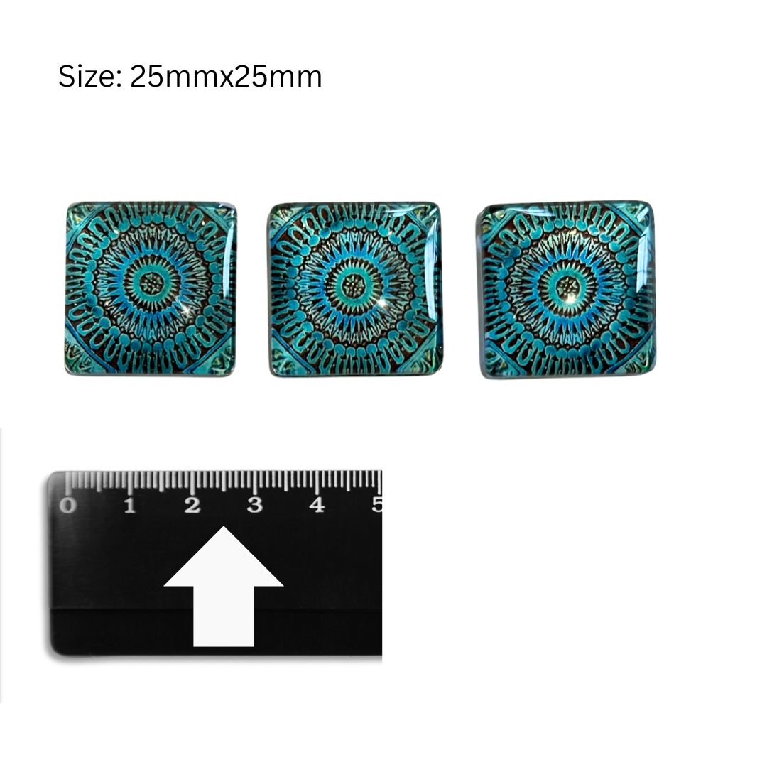 Glass Domed Inserts (A) - Set of 3 (25x25mm)