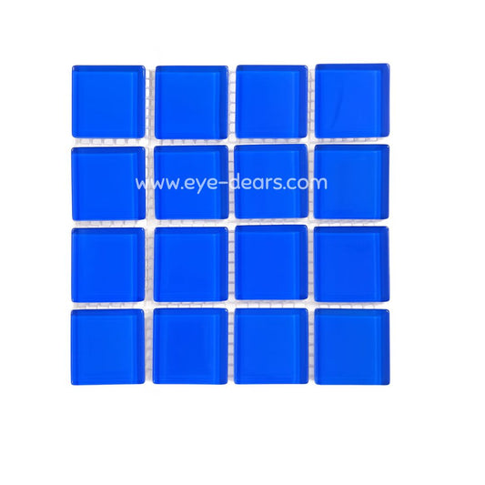 Mosaic Tiles -  Single Sheet Azure Blue Glass 23x23mm