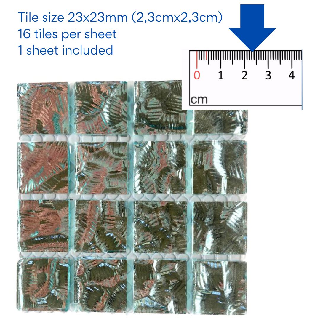 Mosaic Tiles - Single Sheet Silver Patterned 23x23mm