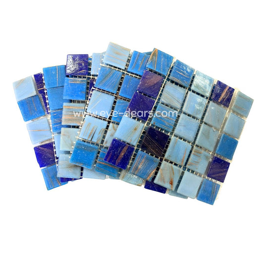 Mosaic Tiles - 10 x sheet of Gold Veined Blue Mix (small tiles for crafting)