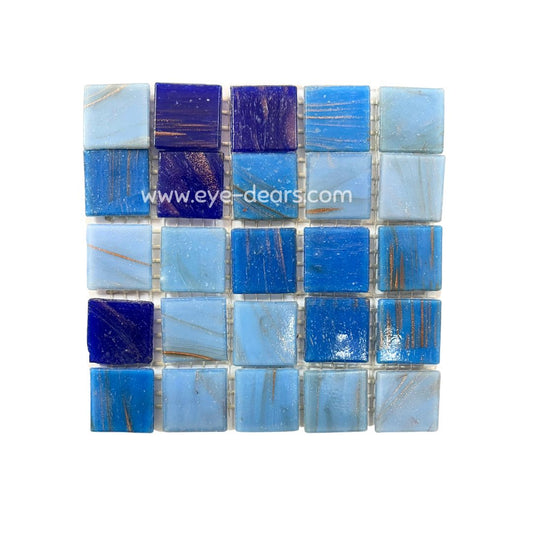 Mosaic Tiles - Single sheet of Gold Veined Blue Mix (small tiles for crafting)