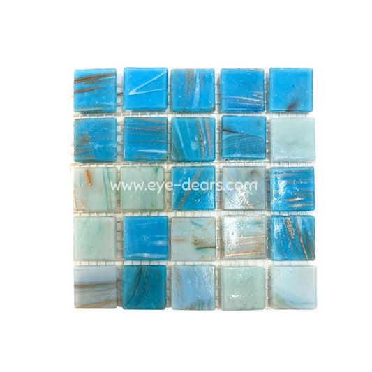 Mosaic Tiles - Single sheet of Gold Veined Turquoise Mix (small tiles for crafting)