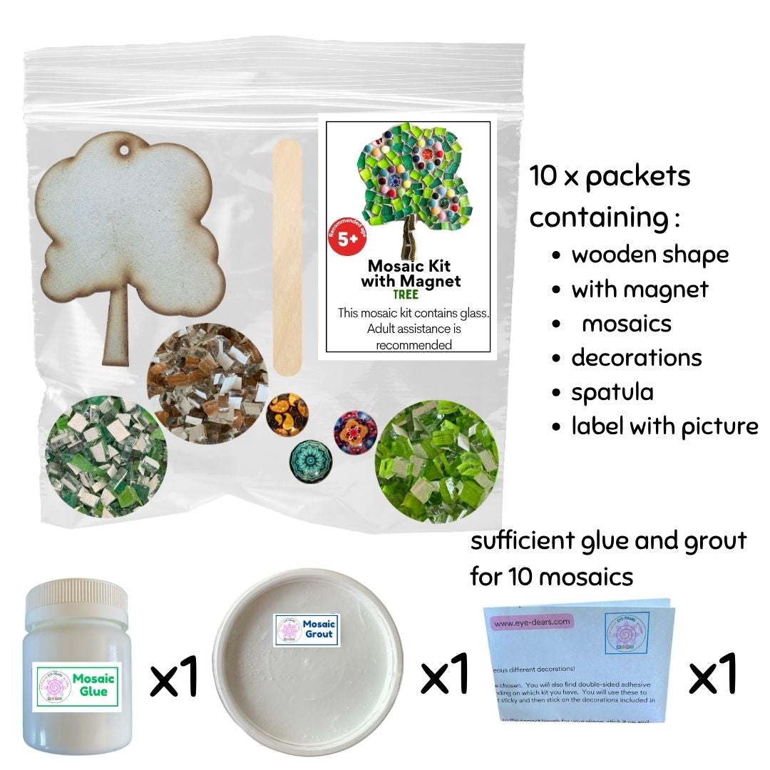 Bulk - Mosaic Craft Kit with Magnet - Funky Tree (Small)
