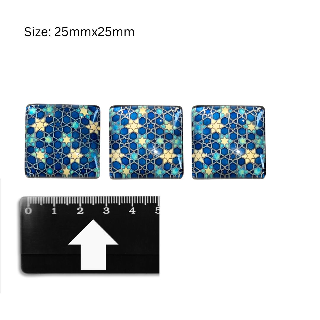 Glass Domed Inserts Blue (H)- Set of 3 (25x25mm)