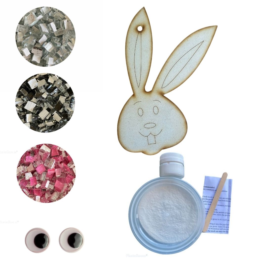 Mosaic Craft Kit with Magnet- Easter Bunny White (Small)