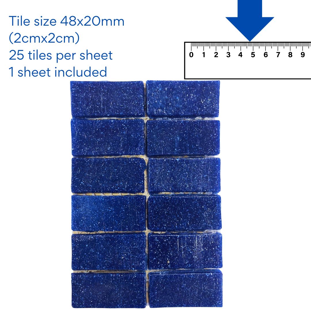 Mosaic Tiles - 5 Sheets of Matt Navy Blue Rectangles 20x28mm