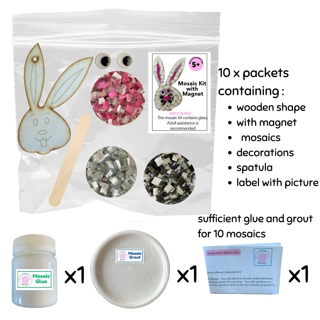 Mosaic Craft Kit with Magnet- Easter Bunny White (Small)