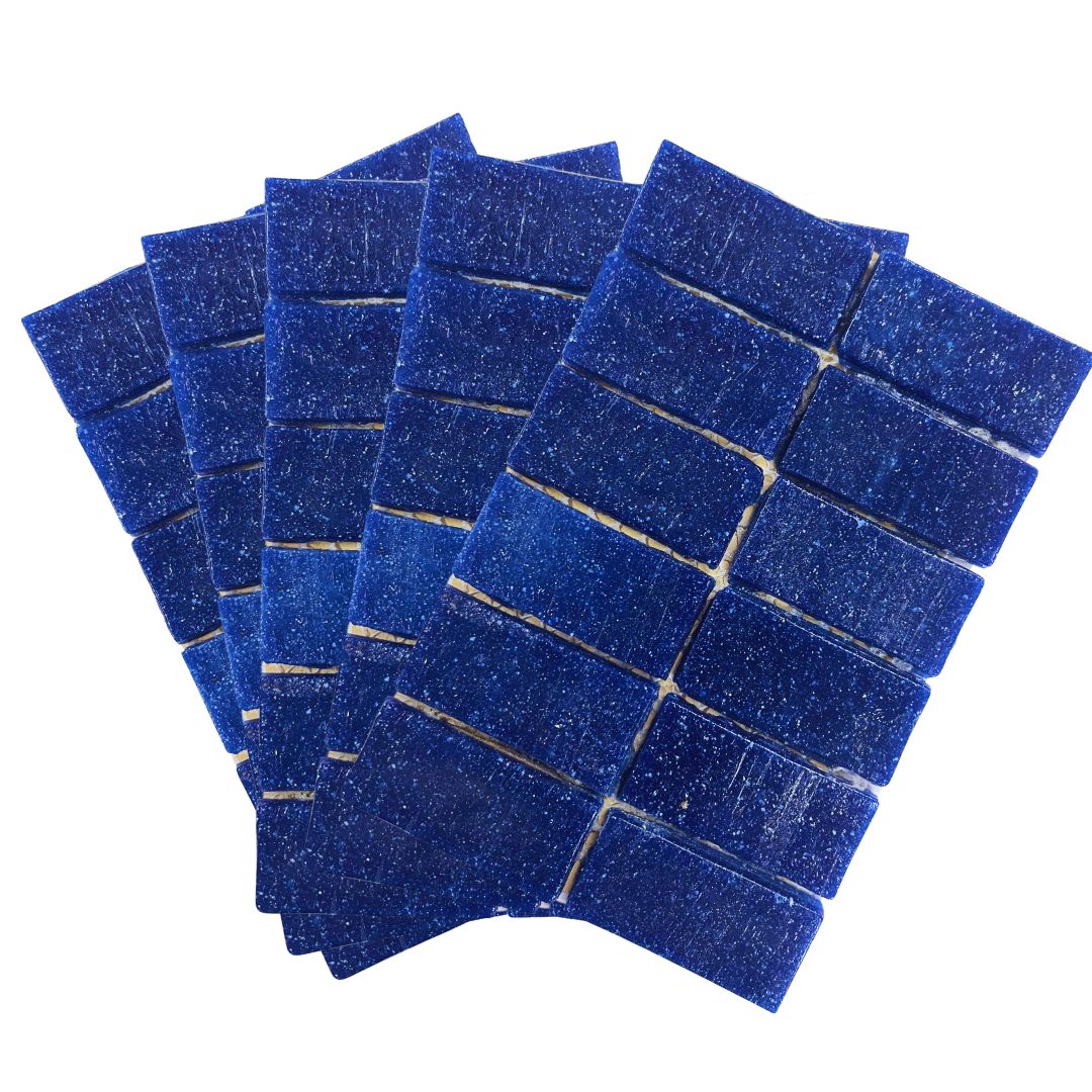 Mosaic Tiles - 5 Sheets of Matt Navy Blue Rectangles 20x28mm