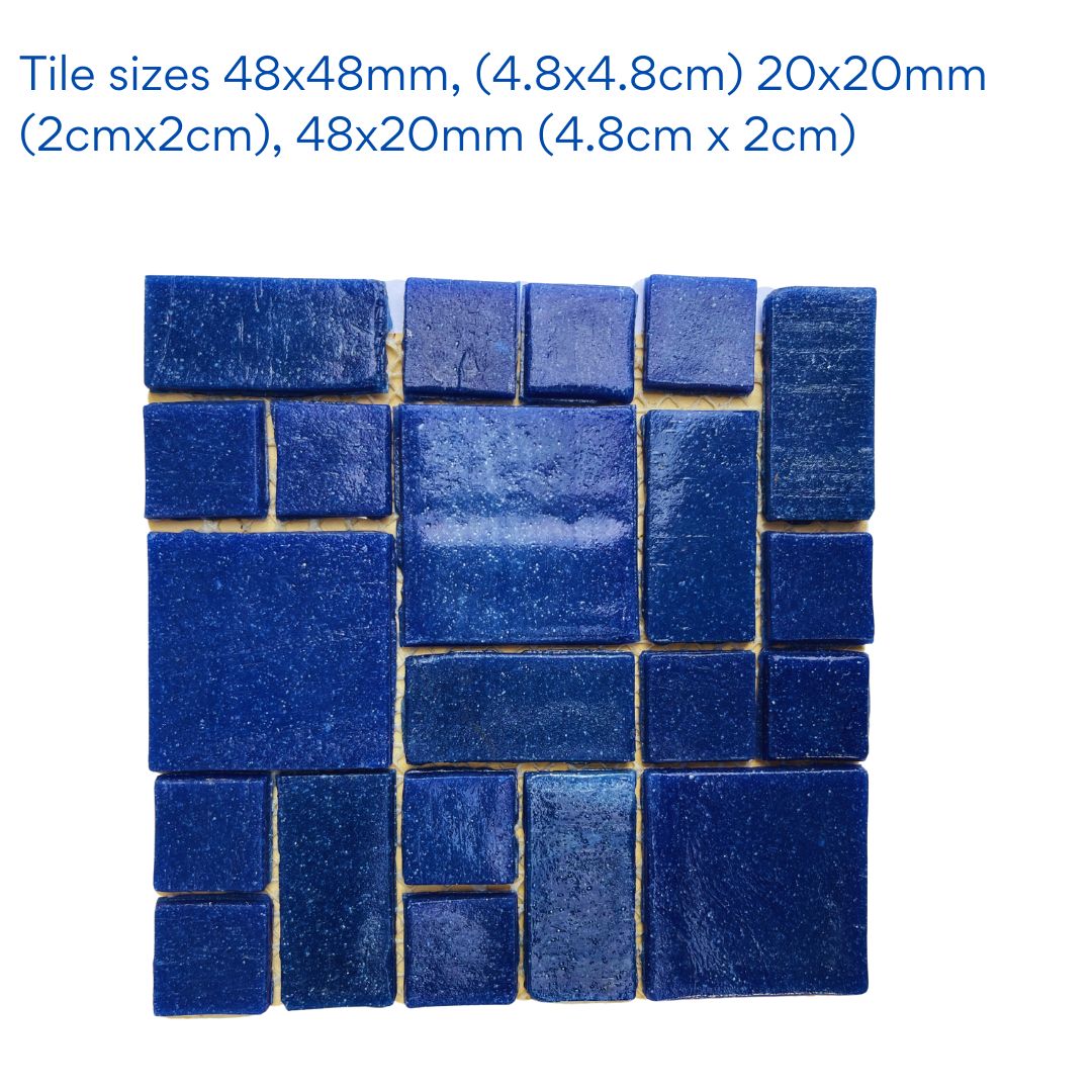 Mosaic Tiles - 5 x Sheets of Matt Navy Blue Shape Mix