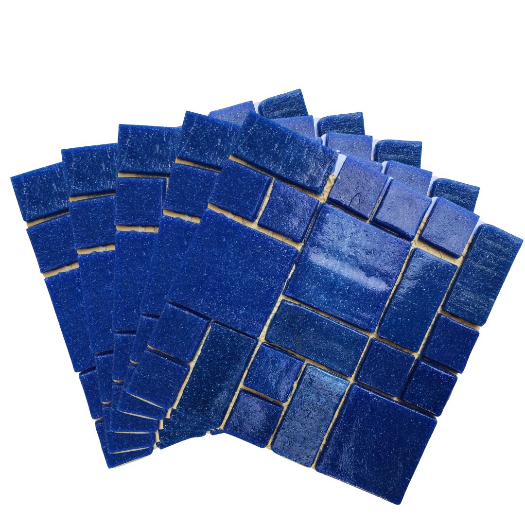 Mosaic Tiles - 5 x Sheets of Matt Navy Blue Shape Mix