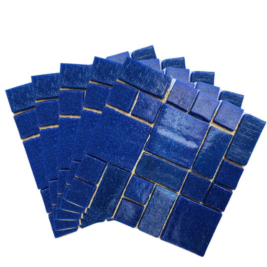 Mosaic Tiles - 5 x Sheets of Matt Navy Blue Shape Mix