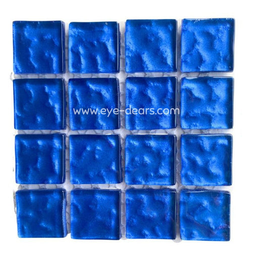 Mosaic Tiles - Single Sheet Royal Blue Metallic Ripple 23x23mm