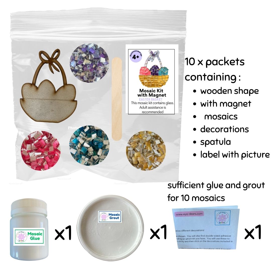 Mosaic Craft Kit with Magnet- Easter Egg Basket (Small)