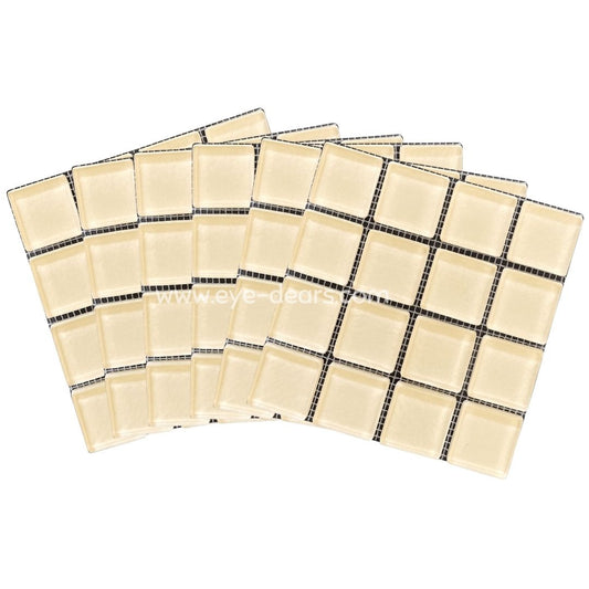 Mosaic Tiles - 10 x sheets of Condensed Milk Cream Cream Glass 23x23mm