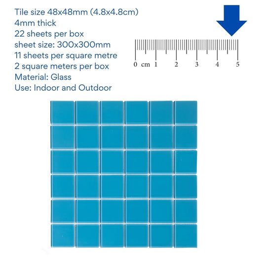 Decor Tiles - Aquamarine Glass 48mm