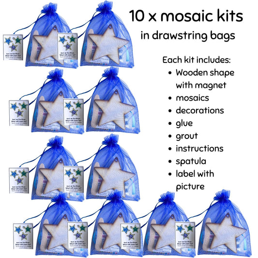 Bulk - Mosaic Craft Kit with Magnet - Blue Christmas Star (Small)