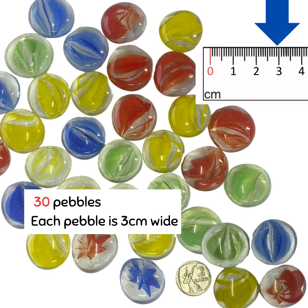 Patterned Glass Pebbles x 30 (3mm)