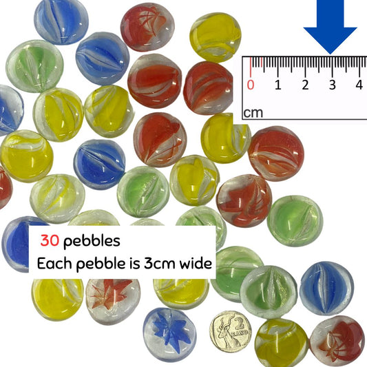 Patterned Glass Pebbles x 30 (3mm)