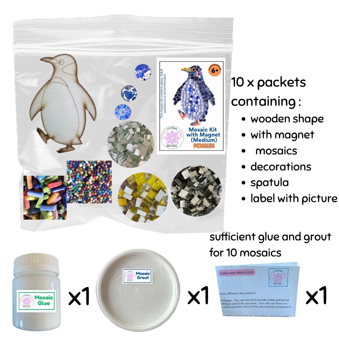 Bulk - Mosaic Craft Kit with Magnet - Penguin (Medium)