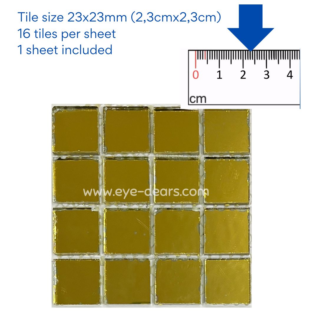 Mosaic Tiles - 10 x sheets of Gold Mirror 23x23mm