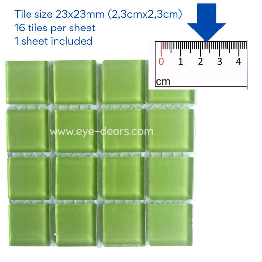 Mosaic Tiles - 10 x sheets of Lime Green Glass 23x23mm