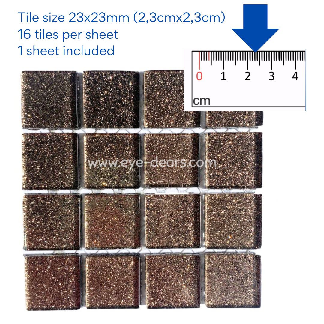 Mosaic Tiles - 10 x sheets of Brown Glitter 23x23mm