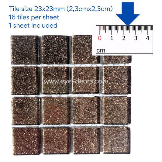 Mosaic Tiles - Single Craft Size Sheet Brown Glitter 23x23mm